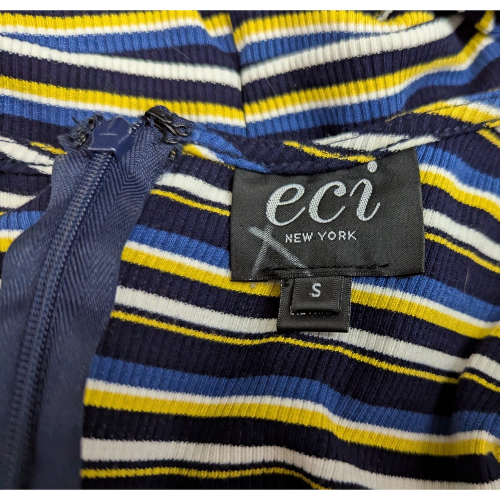 ECI New York sz S Cropped Wide Leg Jumpsuit knit tank ties stripes colorful 1159 - Picture 5 of 6